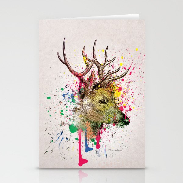 deer painting abstract Stationery Cards