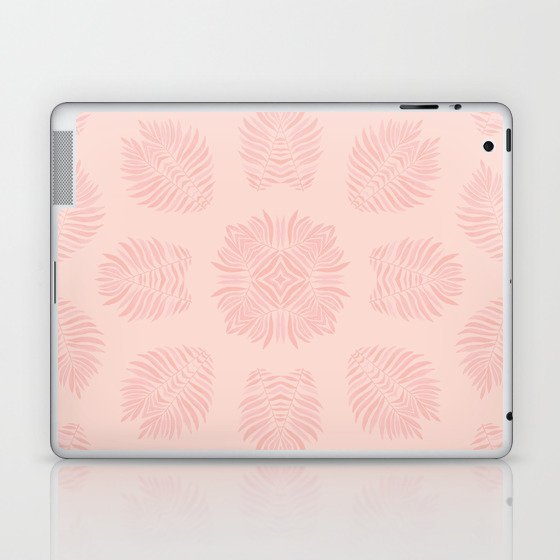 Palm Leaves Kaleidoscope on Pink Laptop & iPad Skin