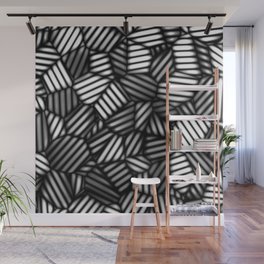 Grayscale Leaves Pattern Wall Mural