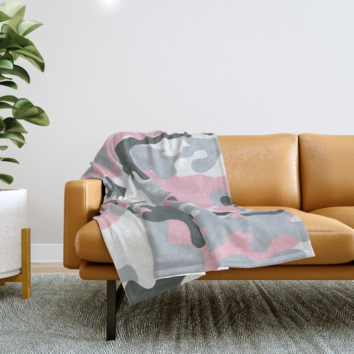 Pink Army Camo Camouflage Pattern Throw Blanket by PRODUCTPICS