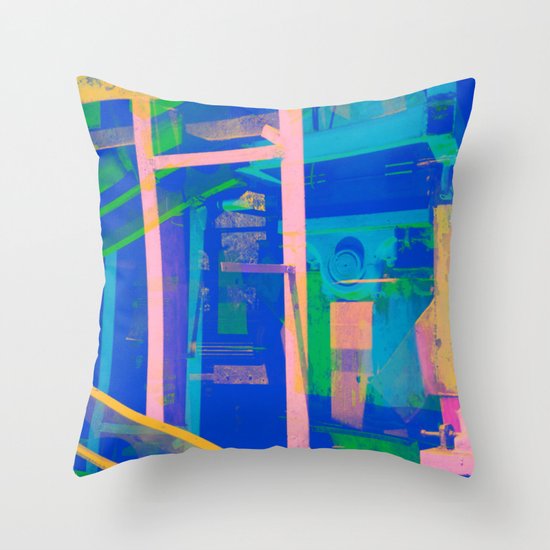 Industrial Abstract Blue 2 Throw Pillow
