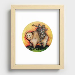 Bear-Mounted Raccoon Patrol Recessed Framed Print