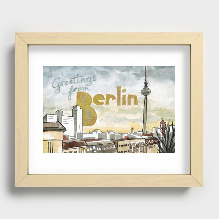 Greetings from Berlin Recessed Framed Print