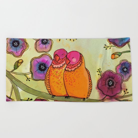 love birds Beach Towel