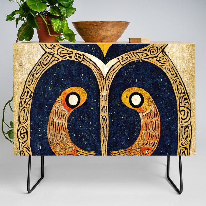 Owl, in the style of Book of Kells Credenza