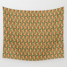 Bold, Abstract Leaves - Red, Khaki, & Olive Wall Tapestry