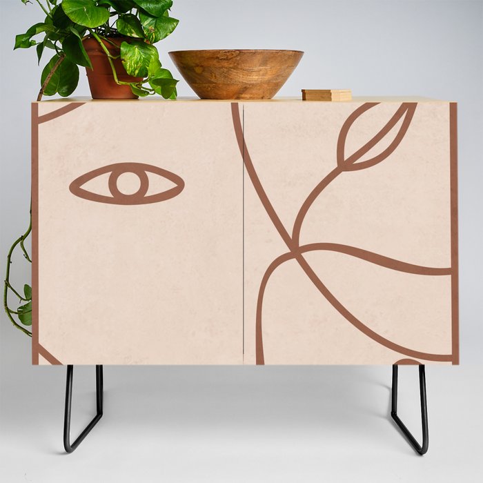 Woman Lines Botanical - Neutral Credenza