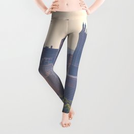 Pittsburgh Downtown Steel City Skyline Point State Park Fountain Print Leggings