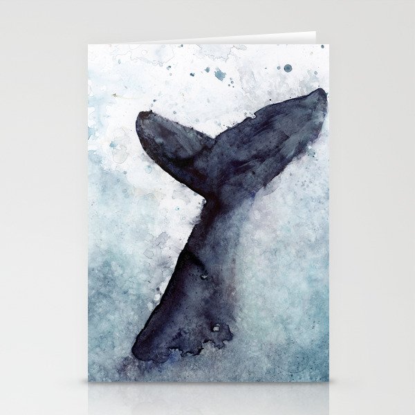 Whale of a Tale, Ocean Splashing Whale Tail Stationery Cards