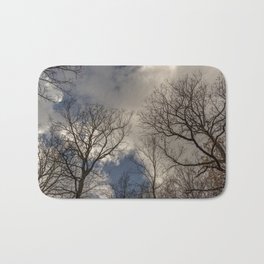 Tree tops with clouds on the background Bath Mat | Scarytree, Tree, Deadlytree, Monochromatic, Naturephotography, Scaring, Clouds, Deadtree, Cloud, Forest 