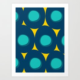 Abstract Minimal Pattern Blue and Yellow Art Print