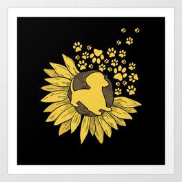 Sunflower with paws and dachshund Art Print