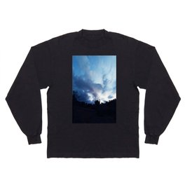 landscape sunset photo blue sky with clouds - Sunset / sunrise with clouds, light rays and other atmospheric Art Print Long Sleeve T-shirt