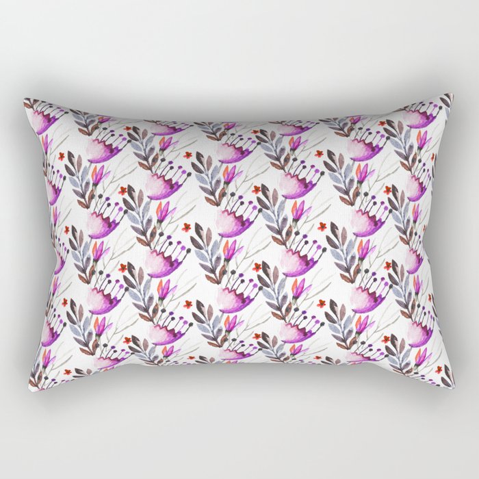 Chic purple pink hand painted floral pattern Rectangular Pillow