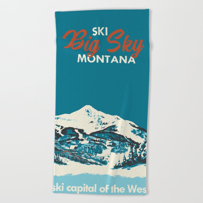 Ski Big Sky Montana Vintage Poster Beach Towel