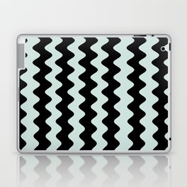 Black and Pastel Blue Wavy Ripple Stripe Pattern - Coloro 2022 Popular Color Pure Water 088-88-09 Laptop Skin