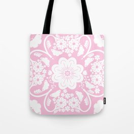 Retro Modern Butterflies And Flowers Bandana Pink Tote Bag
