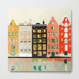 Amsterdam 2 Metal Print | Art, Watercolor, Netherlands, Ink, Drawing, Decor, Holland, City, Paysbas, Digital 