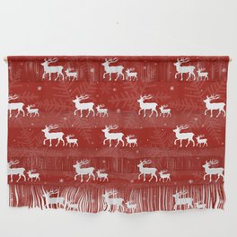 Reindeers In The Snow - (Red) Wall Hanging