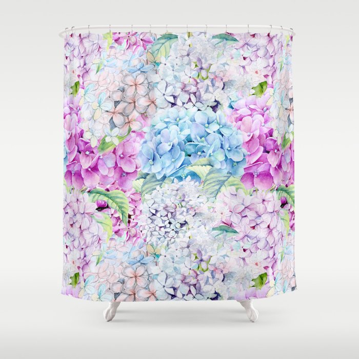 Hydrangea Shower Curtain Ideas Multicolor Watercolor Hydrangea Dream Pattern Shower Curtain By