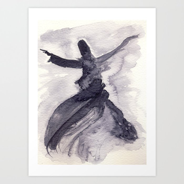 whirling dervish - sufi meditation - ink wash Art Print