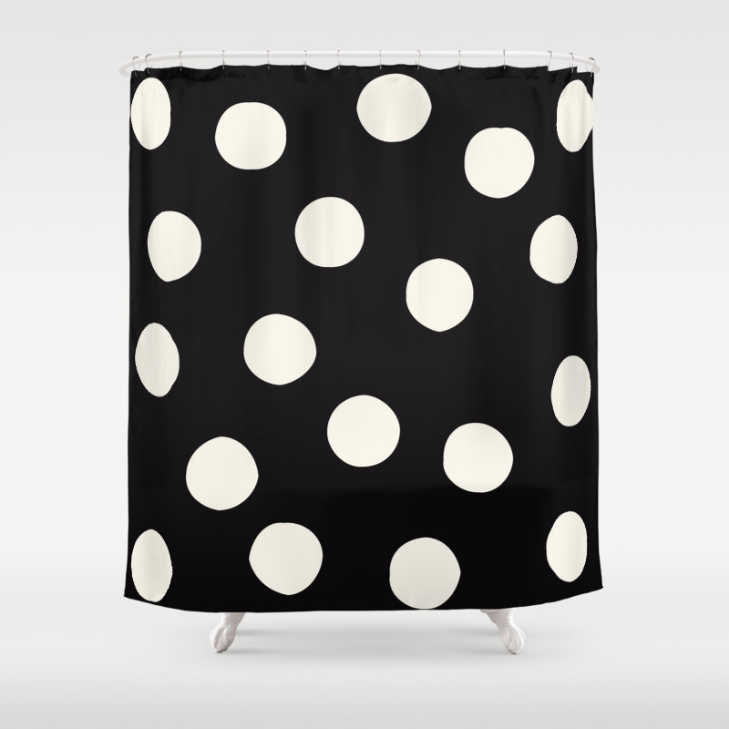 Black White Random Polka Dots Shower Curtain By Ericaofanderson