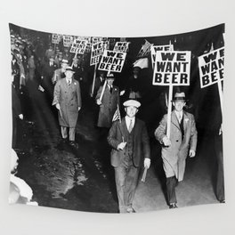 We Want Beer Prohibition Wall Tapestry | Alcohol, Vintage, Black And White, 1920S, Prohibition, Curated, Wewantbeer, Beer, Drinking, Photo 