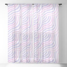 Pastel Pink and Purple Stripe Shells Sheer Curtain