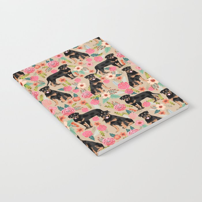 Rottweiler florals cute dog pattern pet friendly dog lover gifts for all dog breeds Notebook