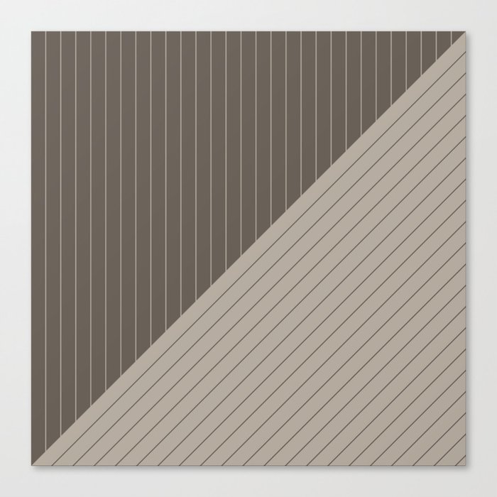 Elegant Pinstripes and Triangles Brown Beige Canvas Print
