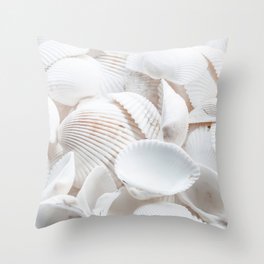White Sea Shells by the Ocean Throw Pillow