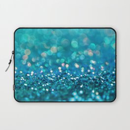 Teal turquoise blue shiny glitter print effect - Sparkle Luxury Backdrop Laptop Sleeve