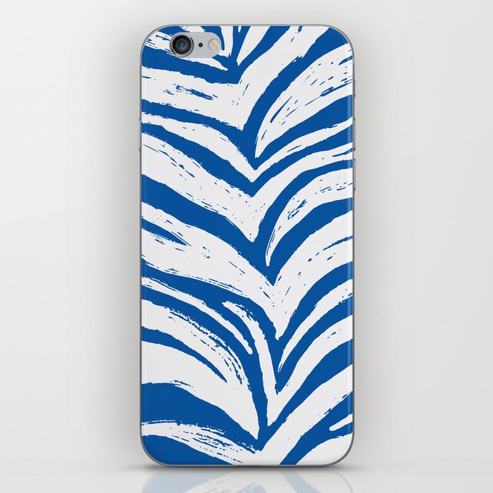 Tiger Stripes - Dark Blue & White - Animal Print - Zebra Print iPhone Skin