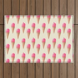 Pink Strawberry Ice Cream Cone Pattern Outdoor Rug