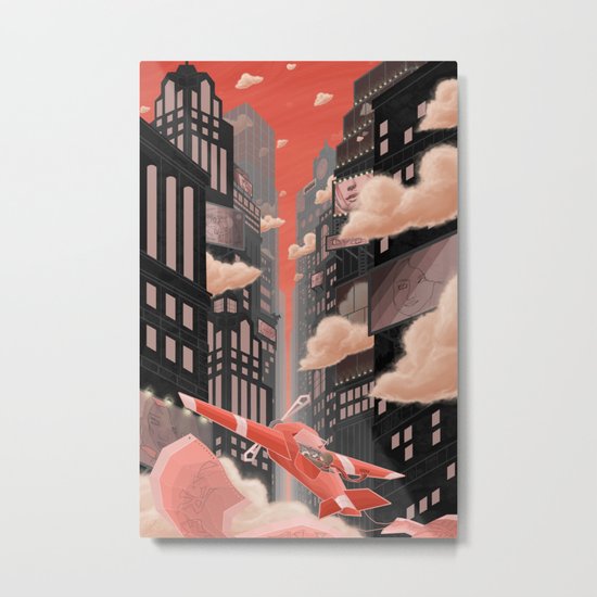 Red Night Flight Metal Print