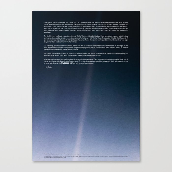 Pale Blue Dot — Voyager 1 (2020 rev.), quote Canvas Print