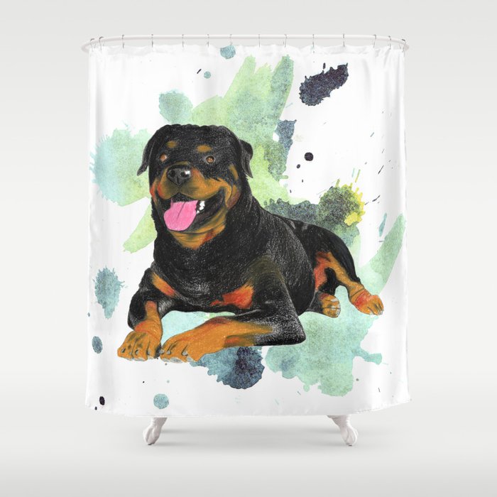 Rottweiler happy Shower Curtain