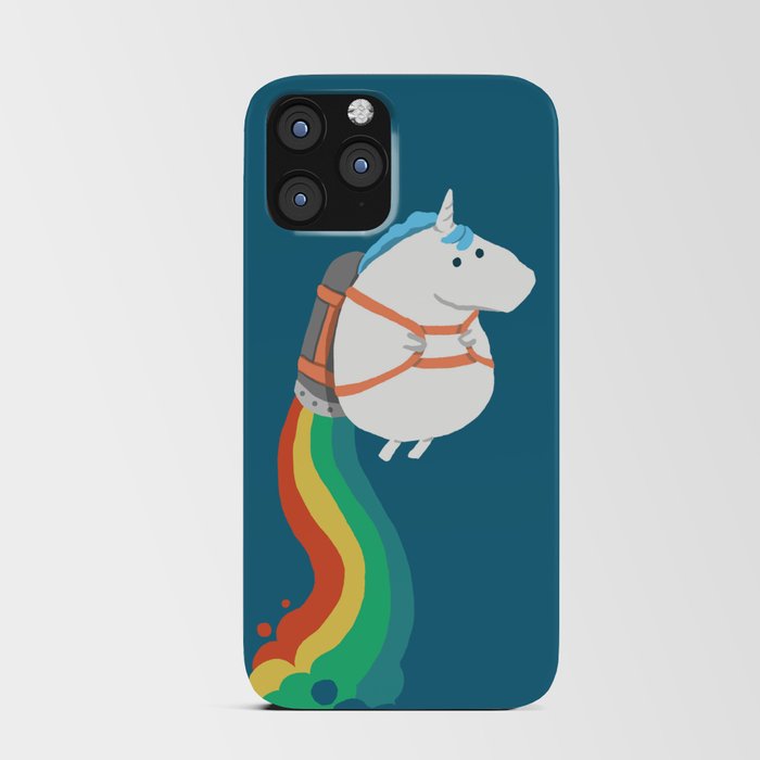 Fat Unicorn on Rainbow Jetpack iPhone Card Case