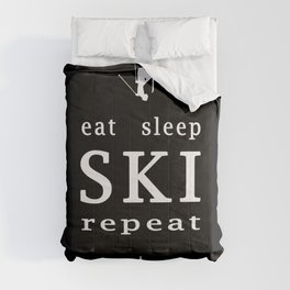 eat sleep ski repeat black Comforter
