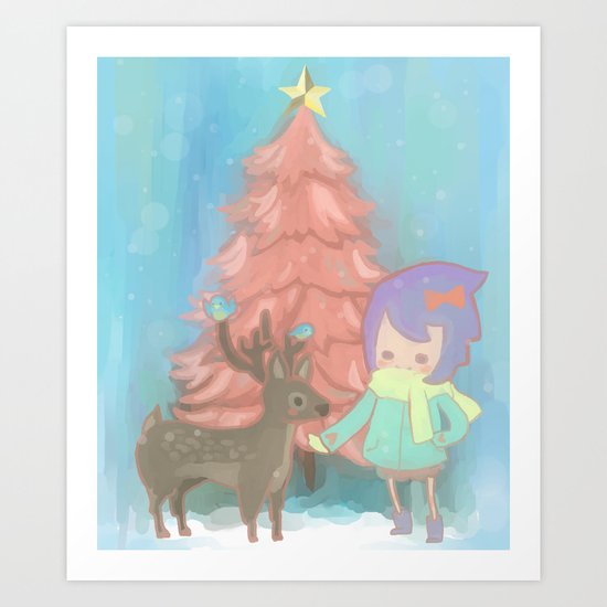 The deer with me. Art Print