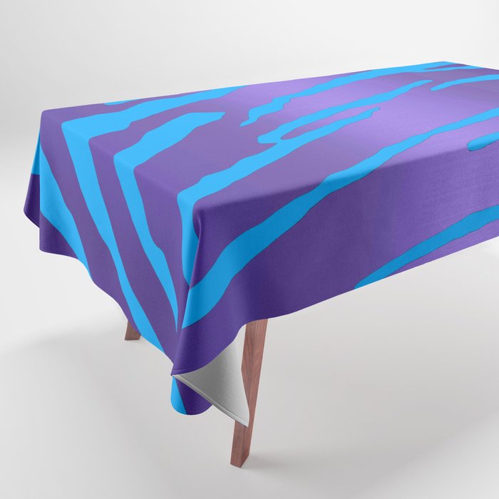 Metallic Tiger Stripes Purple Blue Tablecloth