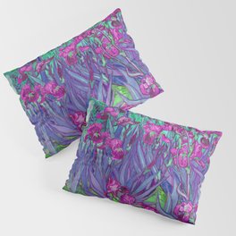 Vincent Van Gogh Irises Painting Violet Fuchsia Palette Pillow Sham