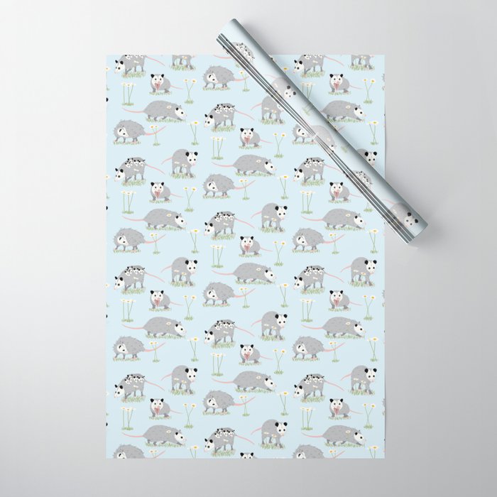 Opossums and Daisies Wrapping Paper