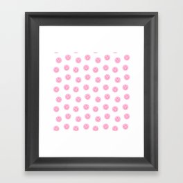 Funny happy face colorful pink cartoon seamless pattern Framed Art Print
