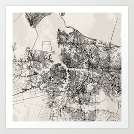 Norfolk - USA. Black and White City Map Art Print