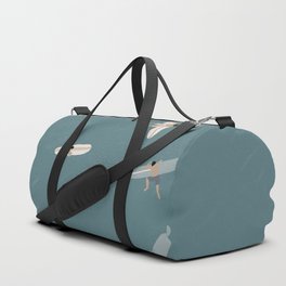 Surfers Surfing at the Sea Duffle Bag