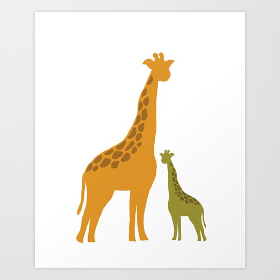 Mommy and child giraffe Art Print