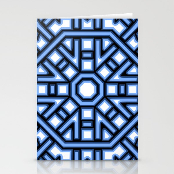 Geometric In Lt Blue And Black Stationery Cards