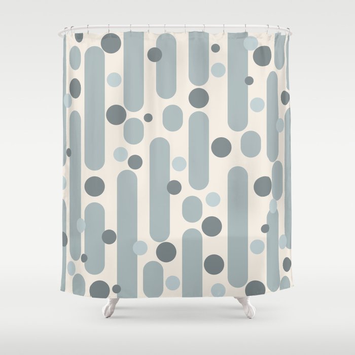 Effervescence - Mid Century Modern Minimalist Abstract Pattern in Light Blue-Gray and Cream Shower Curtain