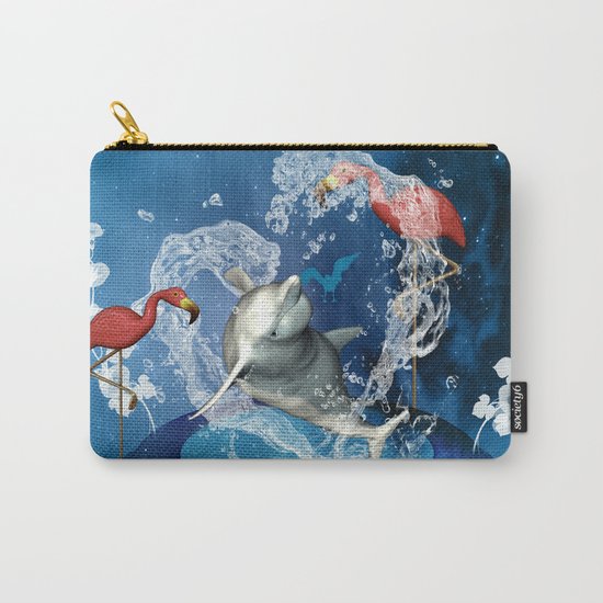 Dolphin jumping by a heart Carry-All Pouch